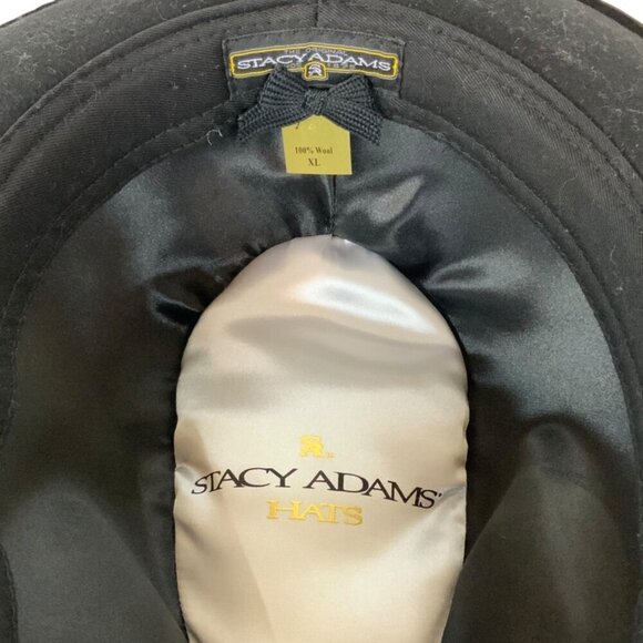 Stacy Adams Mens Black Wool Fedora Hat Satin Band Feather Accent Size XL - Picture 12 of 12
